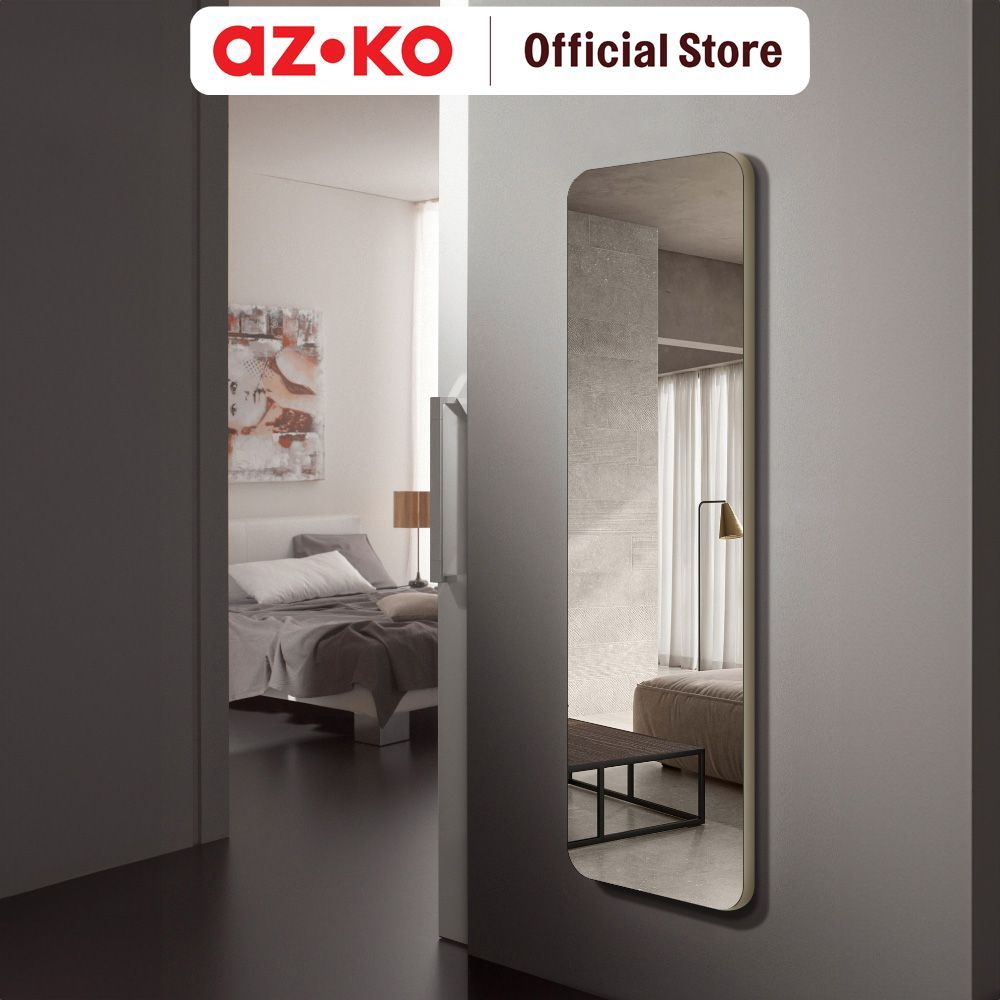 AZKO Acroz 115x40 cm Cermin Dinding Frame Od-Jz19-1 - Cokelat Coffee Wall Mirror Kaca Dinding Perseg
