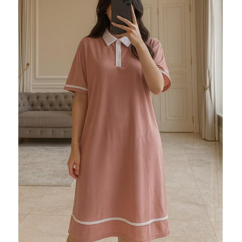 ANNA Dress Soft Knit Korean Style List/Dres Panjang Wanita/Dress 7/8 Wanita/Dress Korea Style