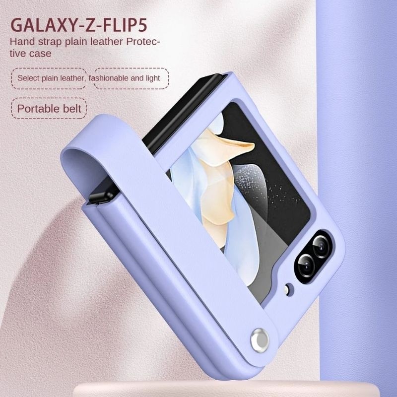 NANG - Samsung Galaxy Z Flip 3 / Z Flip 4 / Z Flip 5 / Z Flip 6 Premium Leather Hand Strap Hard Cove