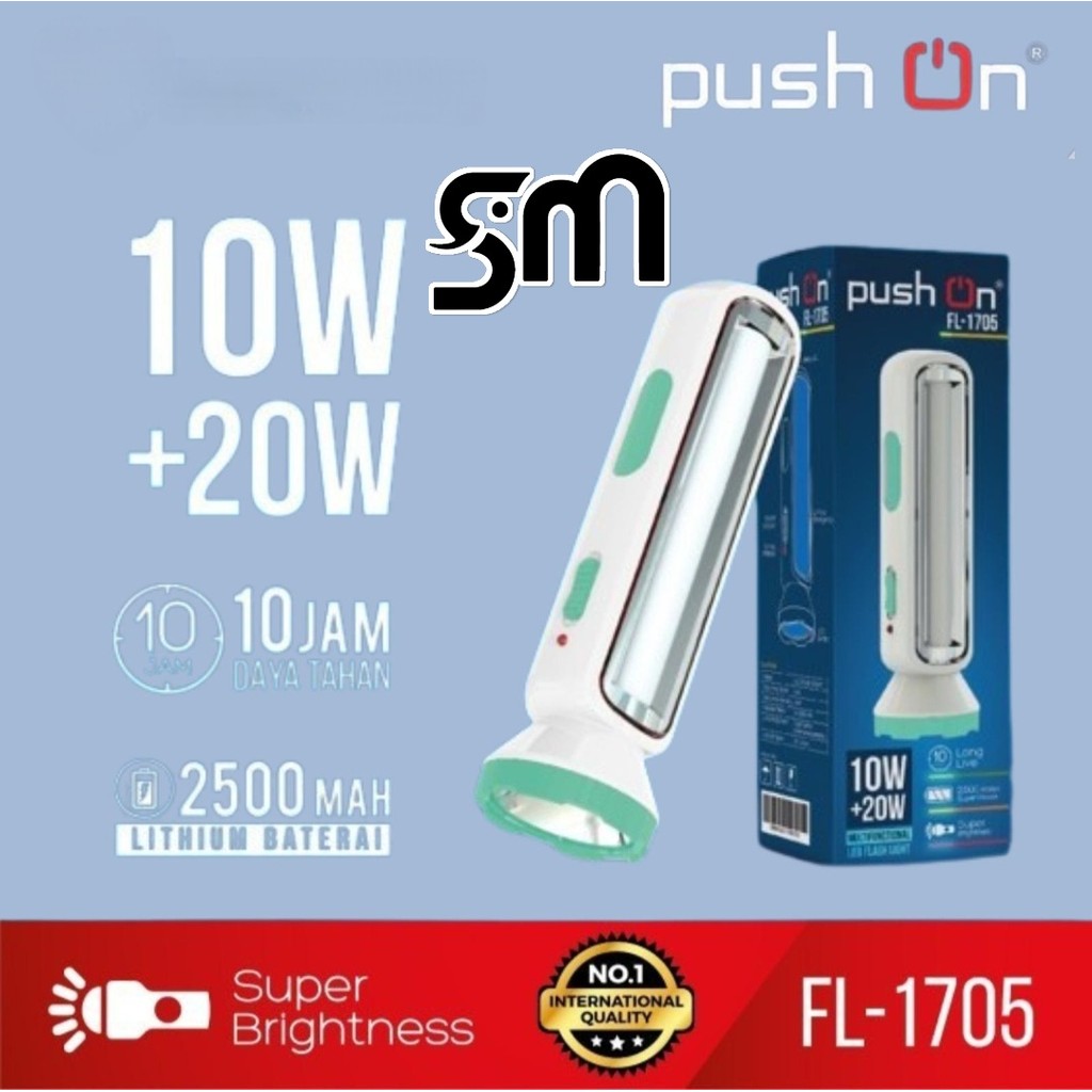 Senter LED Push On FL-1705 10w + 20w Emergency 2in1 FL1705