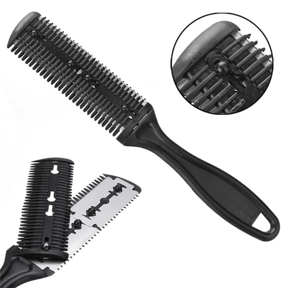 1pc Hair Cutting Comb Hair Brushes With Razor Blades Hair Trimmer Cutting Thinning Tool Barber Tool 