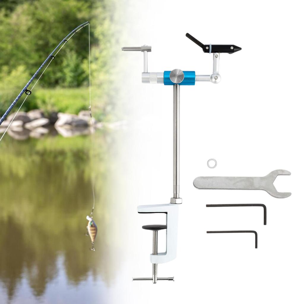 Fly Tying Vise with 360° Rotation Fishing Accessory with Wrench Alloy Lure Making Tool Smooth C Clam