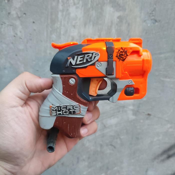 Mainan Pistol Nerf Micro Shots Hammershot Zombie Strike Free 1 Peluru PrideToy