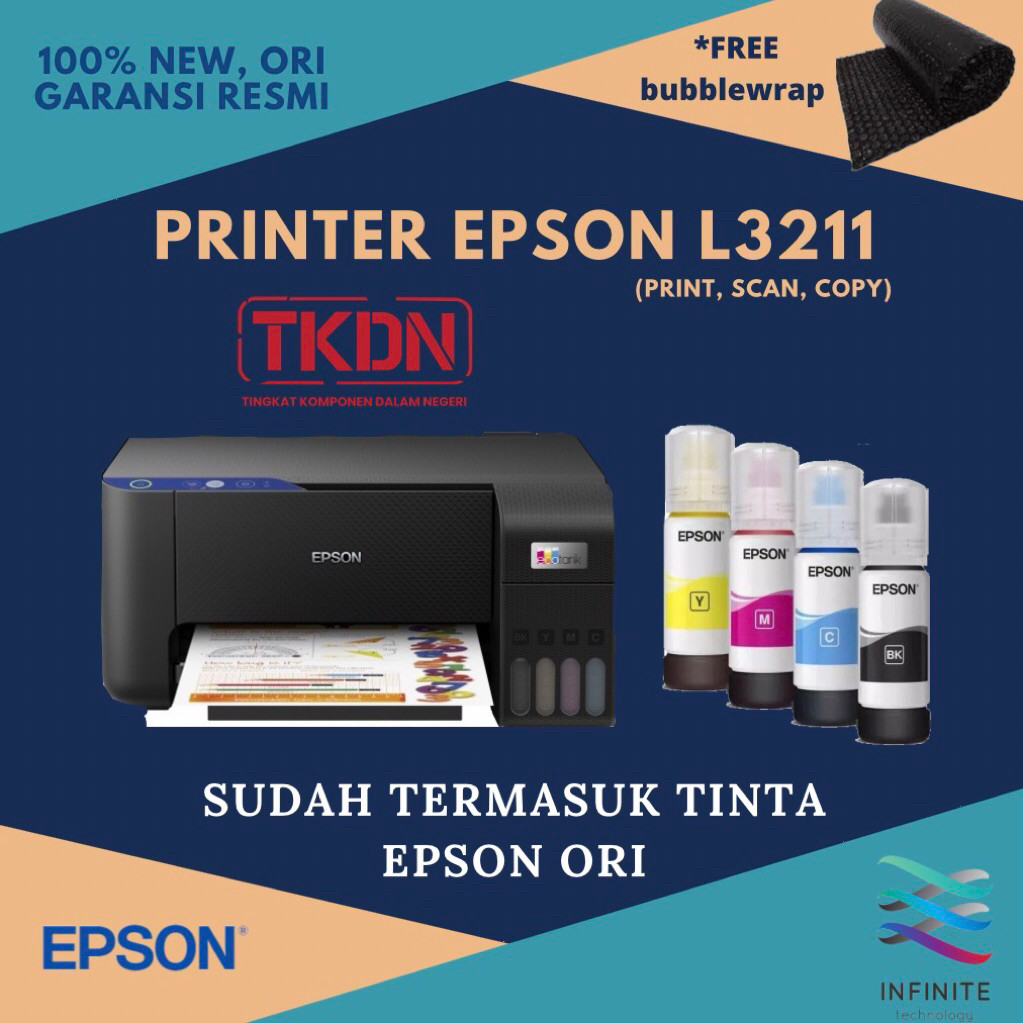 Printer Epson L3210 L L3211 All in One (Print Scan Copy) Tinta ORI Pengganti L3110 L 3110 L360 - Tin