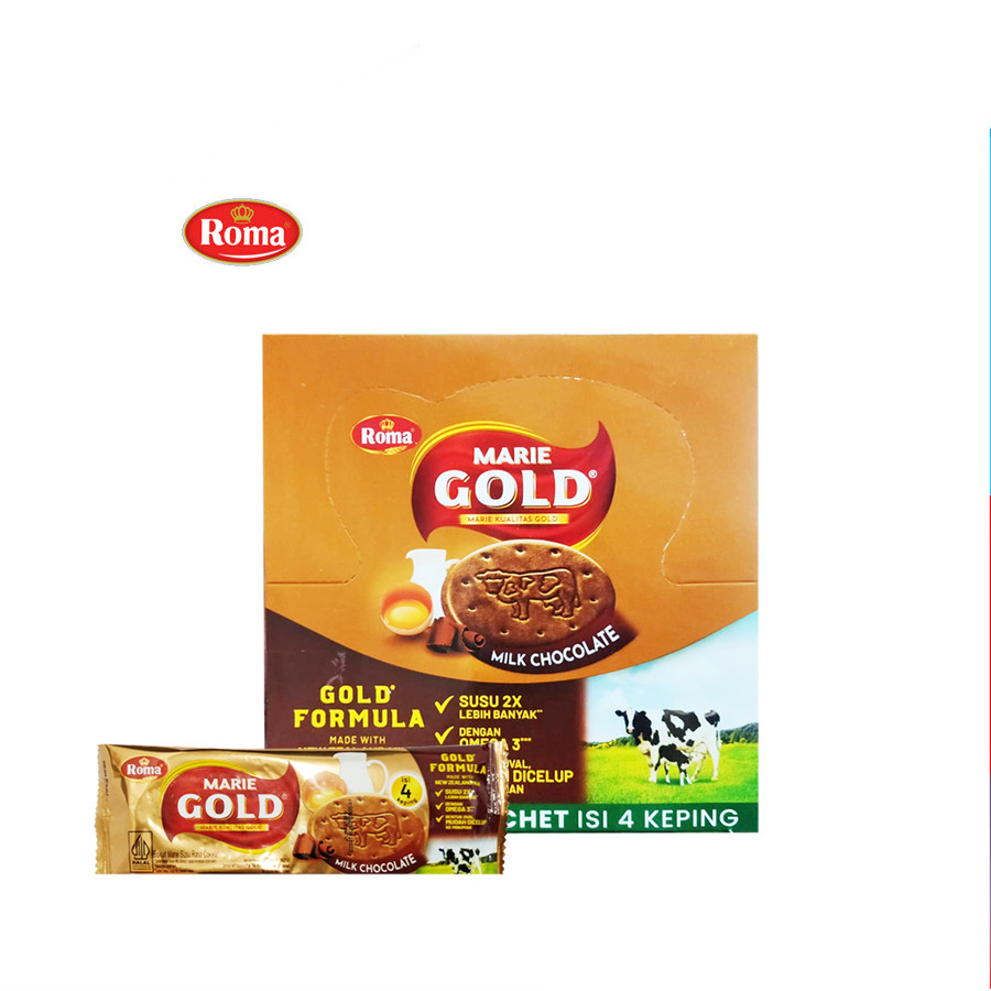 [UniGrosir] Roma Marie Gold Milk Chocolate 20 gr x 12 sachet BOX Biskuit Coklat