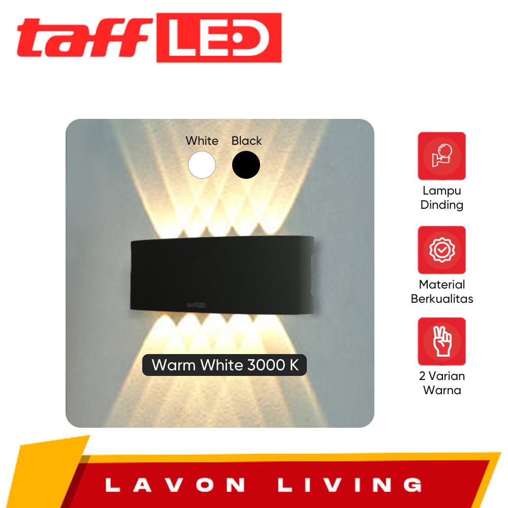 TAFFLED Lampu Dinding Hias Indoor Plastic Body 10W 10 LED Warm White - 10T