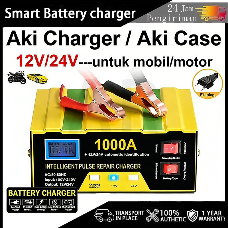 [COD] Charger Aki Smart Battery charger Mobil Motor 12V/24V 6-105AH Aki Charger Cas Accu Power Bank 