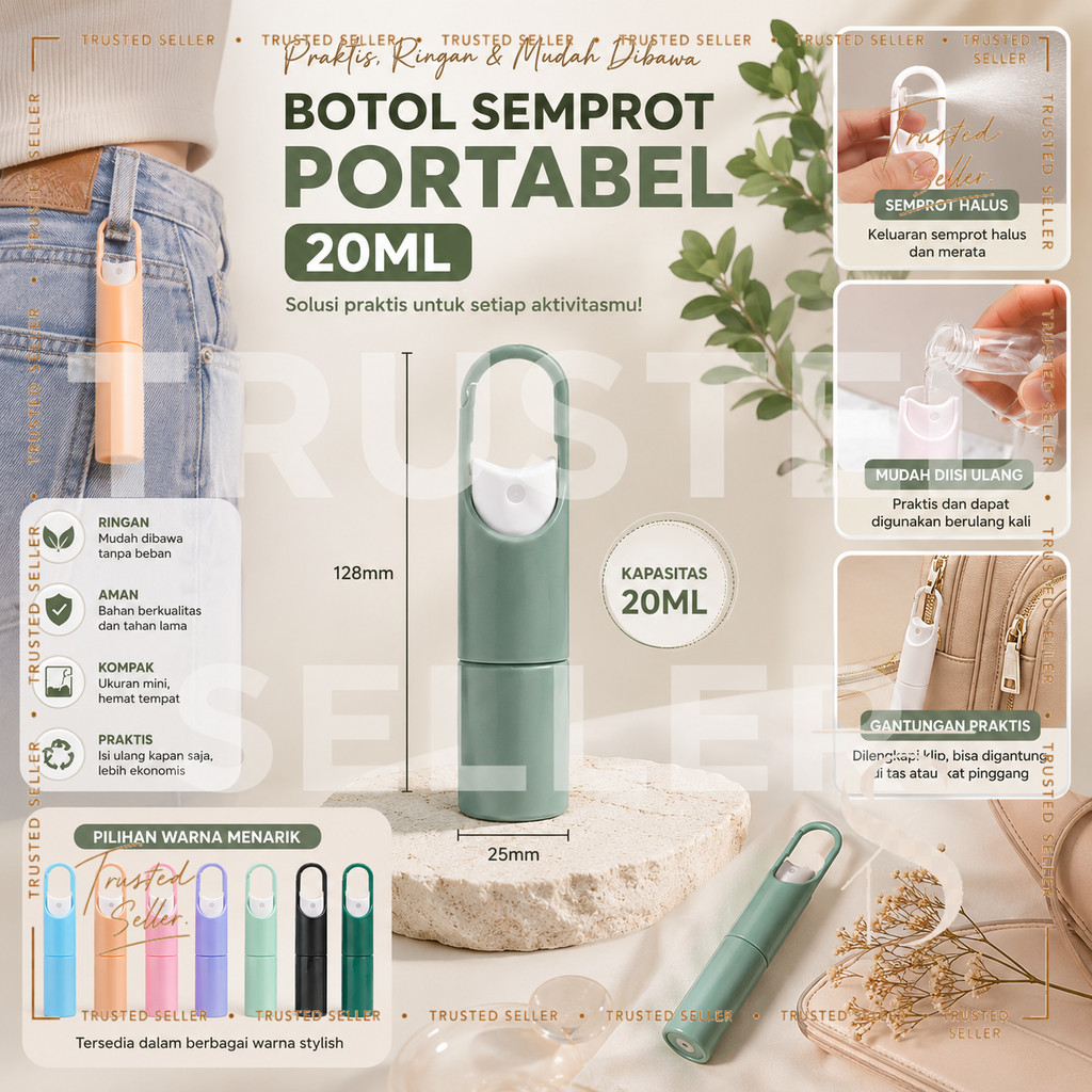 E3E HELLO_ALICE BOTOL PARFUM 20ml DENGAN GANTUNGAN TAS & CELANA / TRAVEL REFILL PARFUME SPRAY BODY M