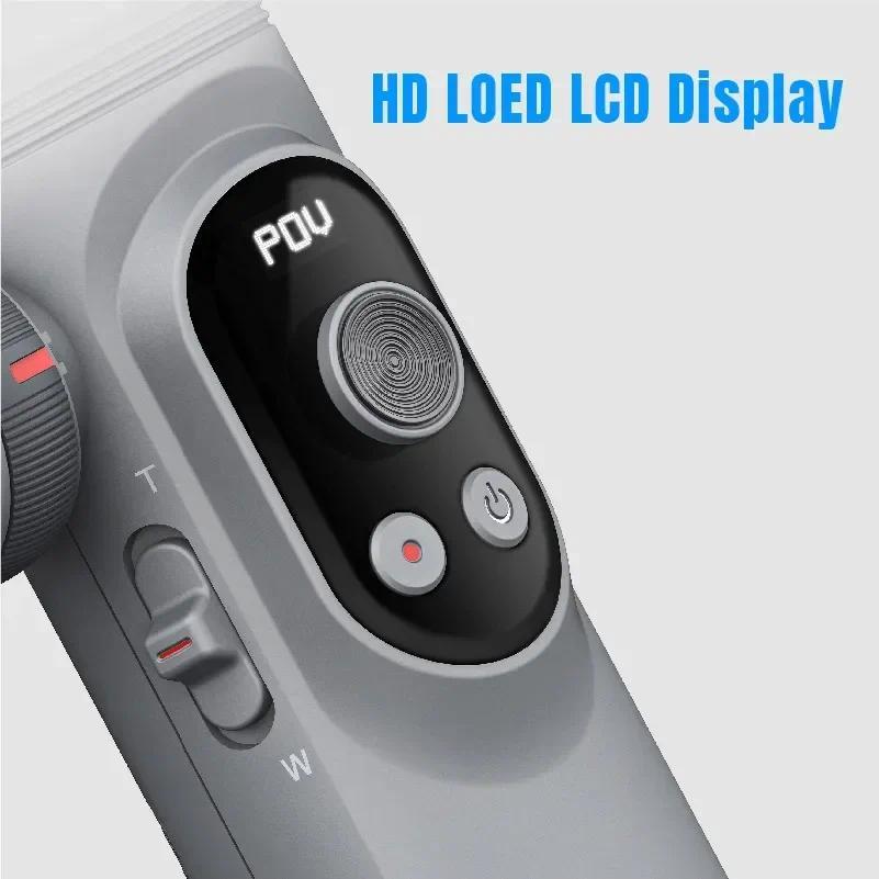 3-Axis Handheld Stabilizer Wireless Charger LED Display Light Focusing Wheel for iOS Android Phones 