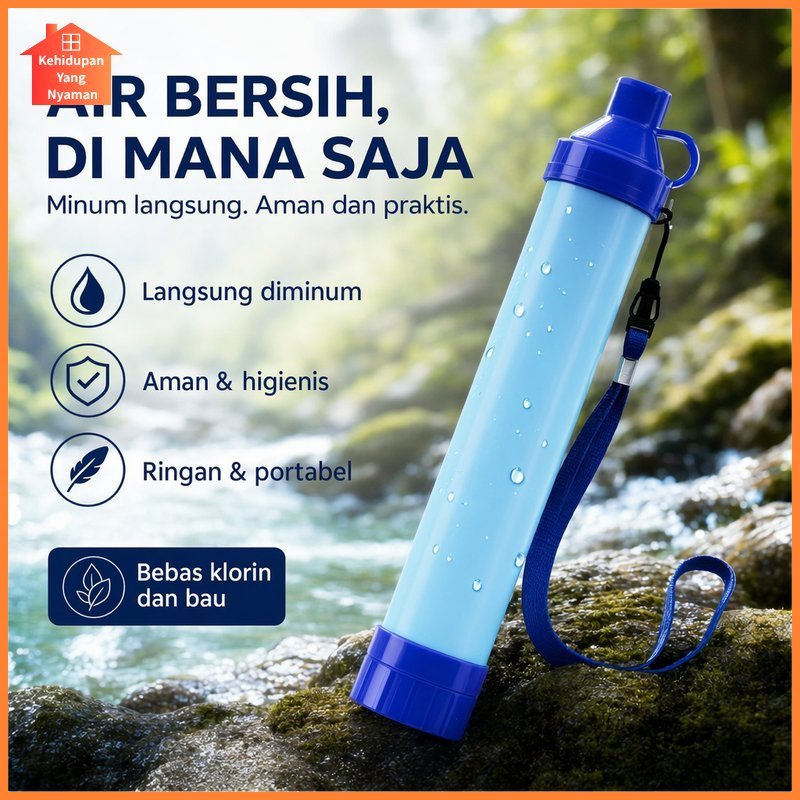 sedotan filter air portable penyaring air minum antibakteri darurat outdoor camping hiking