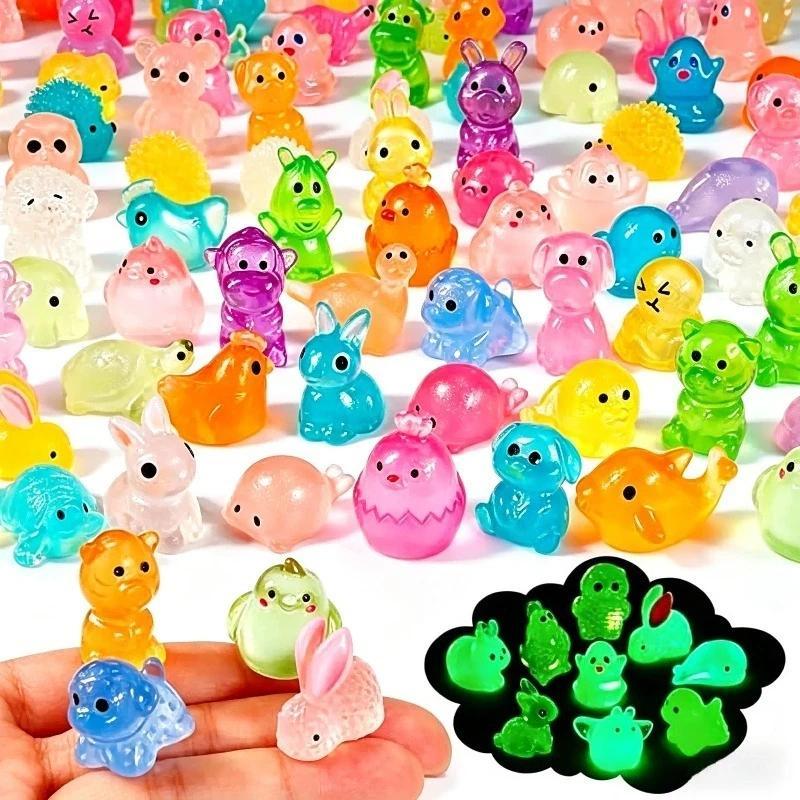 Mixed Color Glow In The Dark Mini Animal Blind Bag, Kawaii Luminous Resin Figures, Mystery Bag Toys 