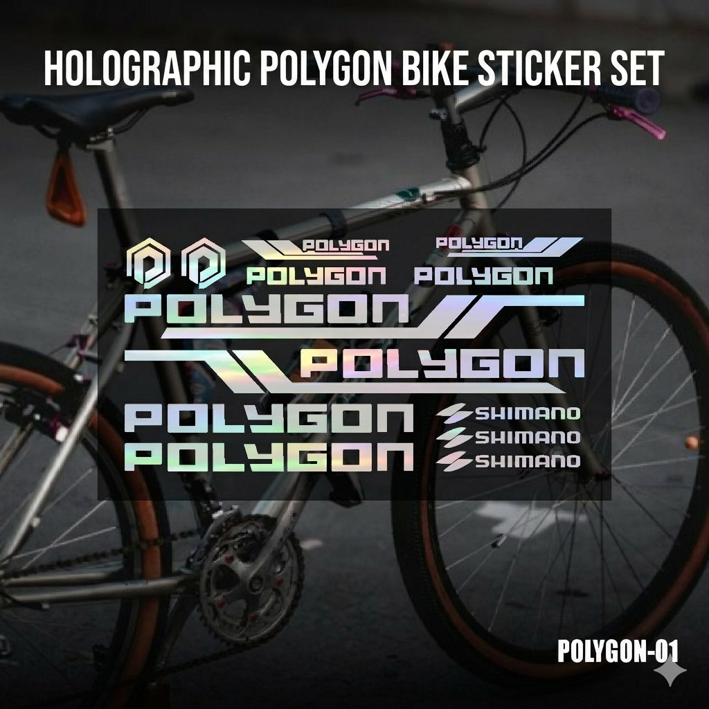Stiker Sepeda POLYGON MTB Frame Lipat | Cutting Sticker | Decal Aksesoris Sepeda Set 01