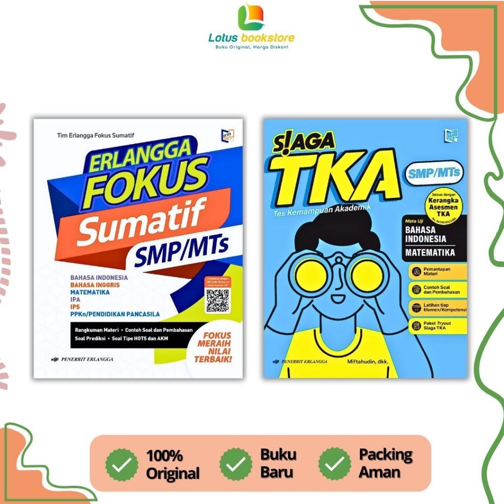Siaga TKA &  Fokus Sumatif SMP/MTs 2024 - Persiapan Ujian Kelas 9 - Buku Erlangga Original