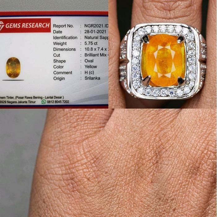 Cincin Yelow Safir Srilangka Plus Memo High Quality Ring Simple