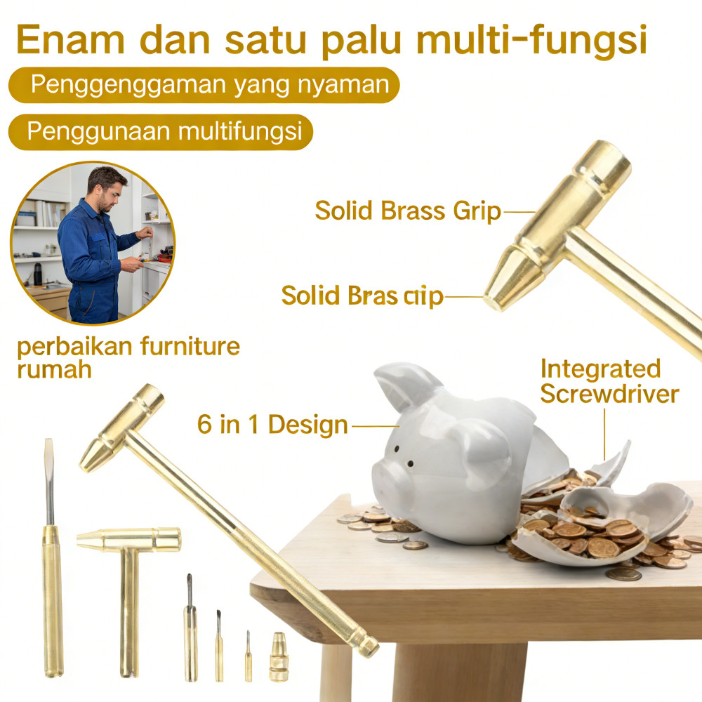 Tembaga palu mini multifungsi Palu rumah tangga obeng kecil bulat kecil tangga integrasī pegangan en