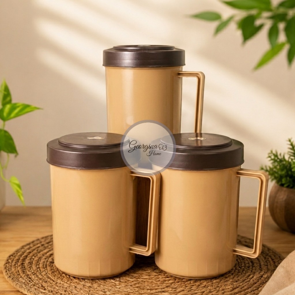 MUG GELAS TUTUP CHOCO /Gelas Plastik Jumbo Mug+Tutup / Cangkir Plastik gagang tutup/ MUG SINCHAN CAP
