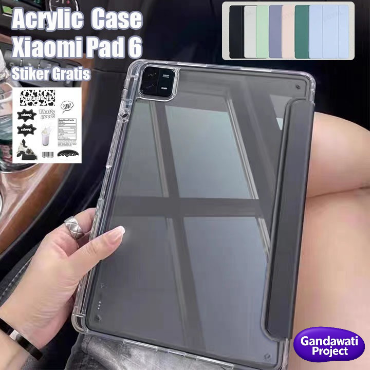 Redmi Pad SE Case XiaoMi Pad 6 Acrylic Case Redmi Pad Bekas Crystal Clear Casing Flip Case With Pen 