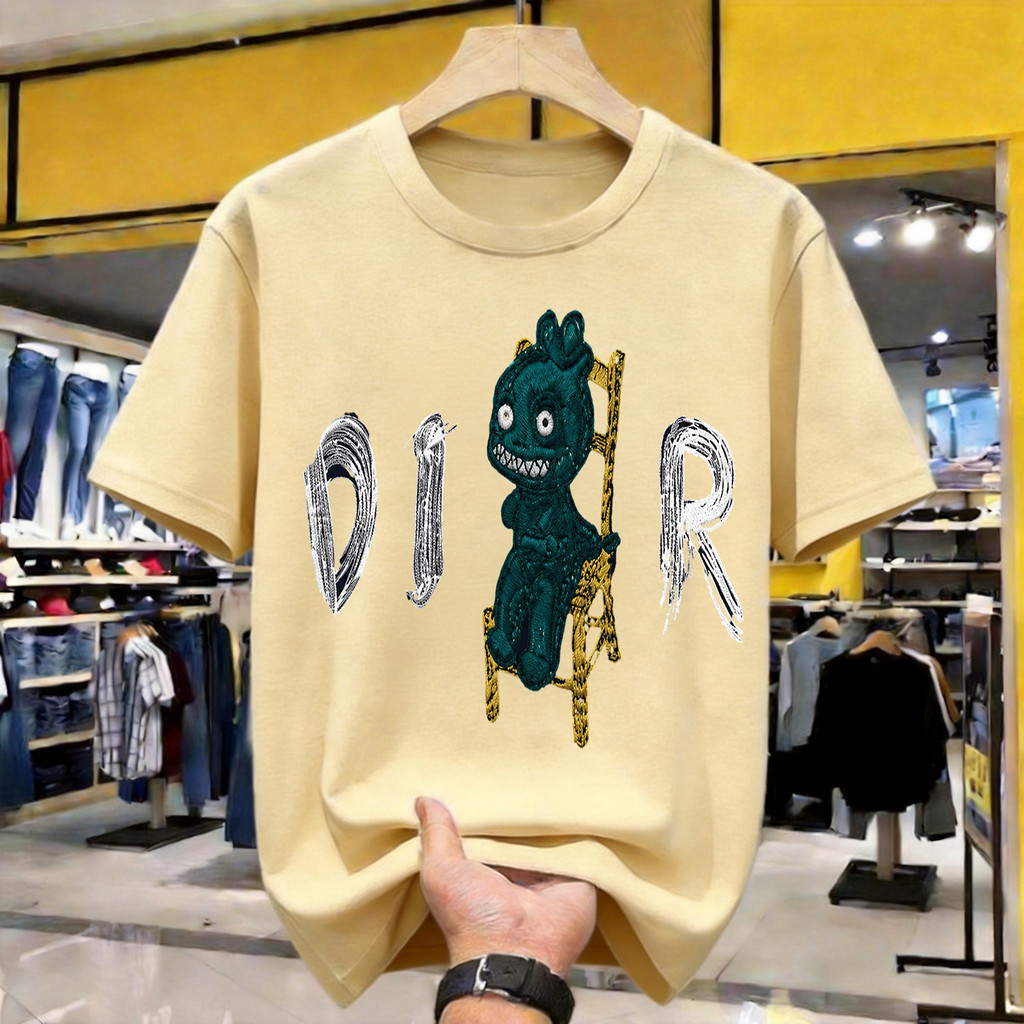 Embroidered Dinosaur Dior Patch Kaos Polos Katun Premium Tebal 210GSM Original Indonesia Size Lengka