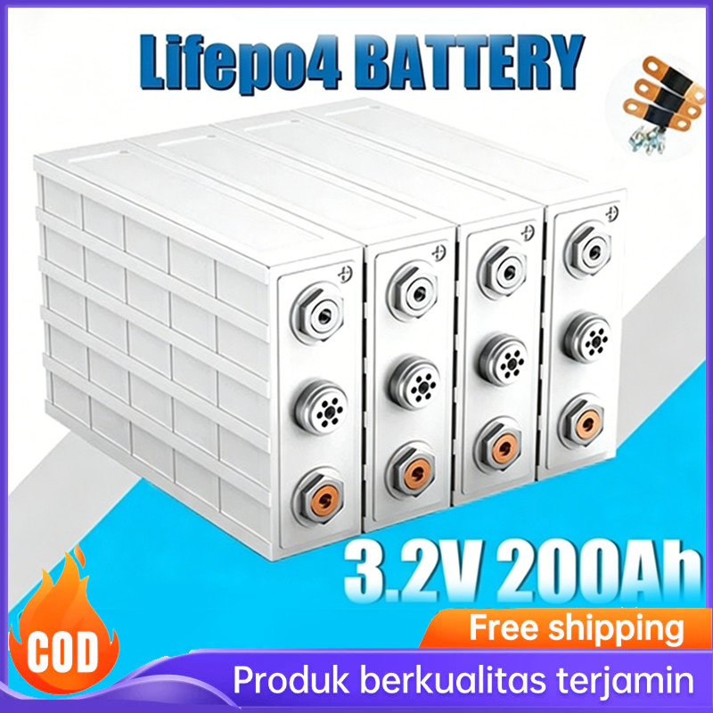 UPS 12V 200AH BMS Baterai litium CALB Lifepo4 3.2v UPS GRADE A 200Ah, set isi 4 baterai, gratis mur 