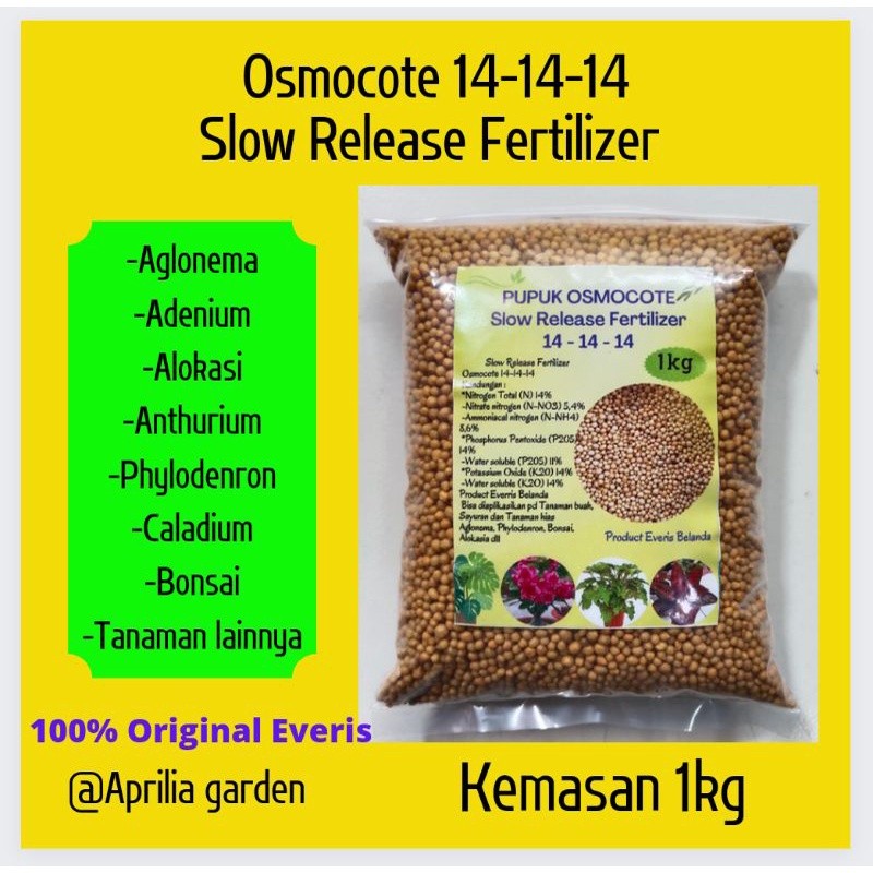 Alam|| Osmocote 14-14-14/Pupuk Osmocote  Pupuk Aglonema, Bonsai Product Everis 1Kg