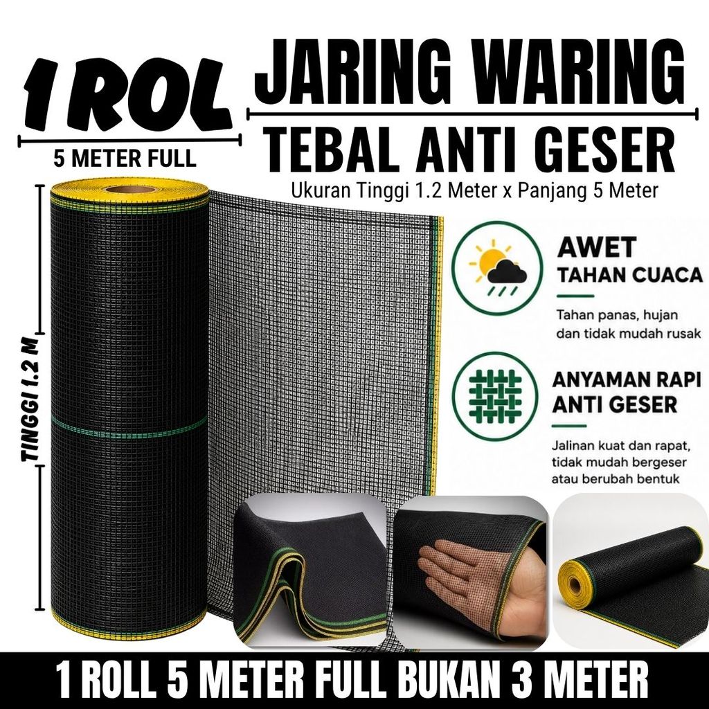 WARING JARING PAGAR TANAMAN PAGAR AYAM PANJANG 5 METER X TINGGI 1,2 METER JARING WARING ANYAMAN RAPI