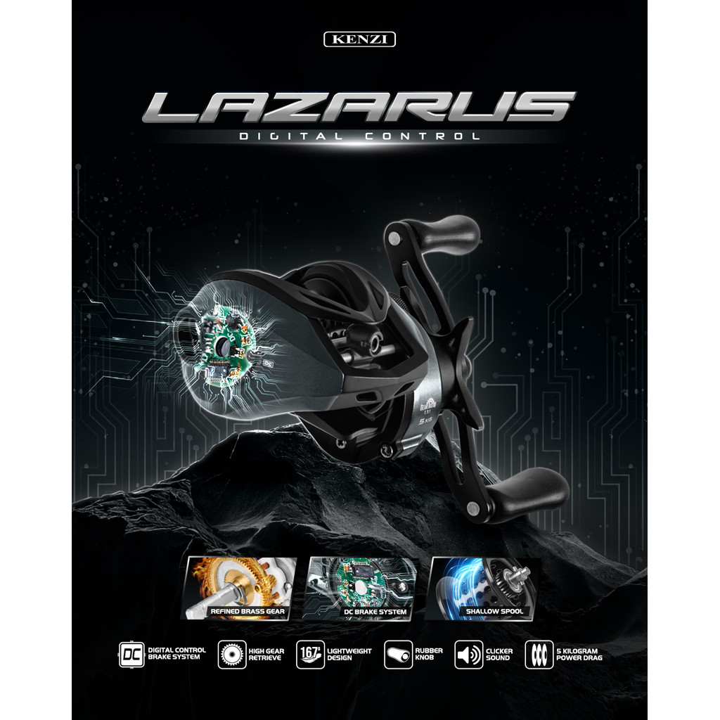 REEL BC KENZI LAZARUS DC 100L Digital Control System Anti Backlash Shallow Spool Full Body Carbon Le