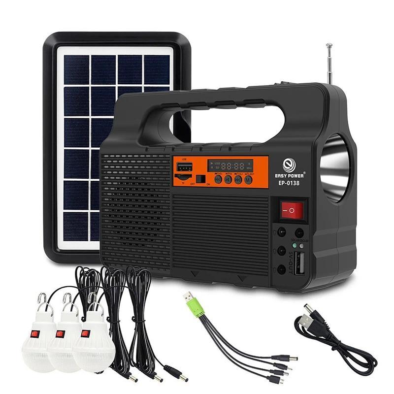 Solar Portable Lighting Solar Power Panel Generator Kit with 3 LED Bulbs Outdoor Camping Hiking Sola