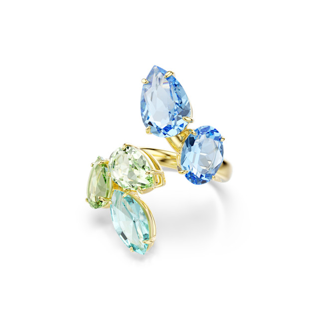 Swarovski - Gema open ring, Mixed cuts, Multicolored, Gold-tone plated