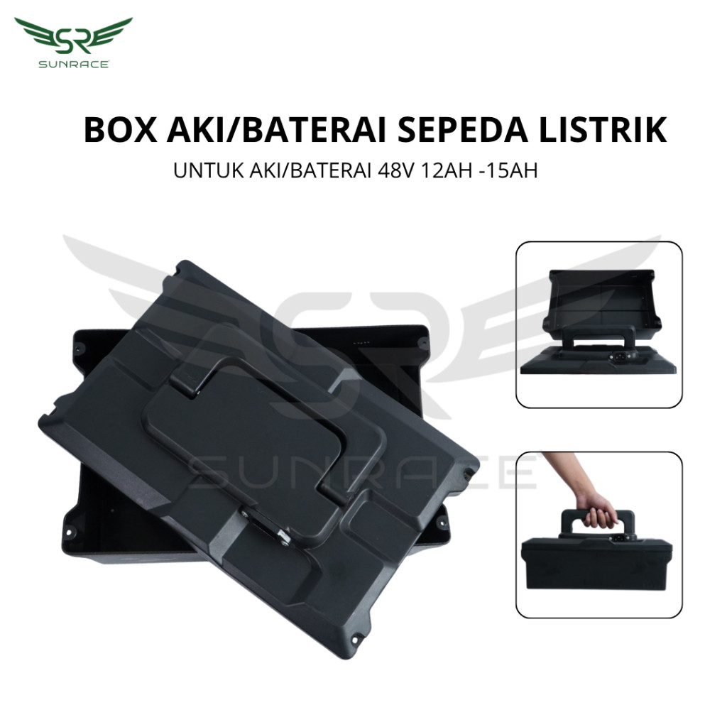 ( Zports store ) BOX AKI/BATERAI TEMPAT PENYIMPANAN AKI/BATERAI SEPEDA LISTRIK 48V 12AH UNIVERSAL