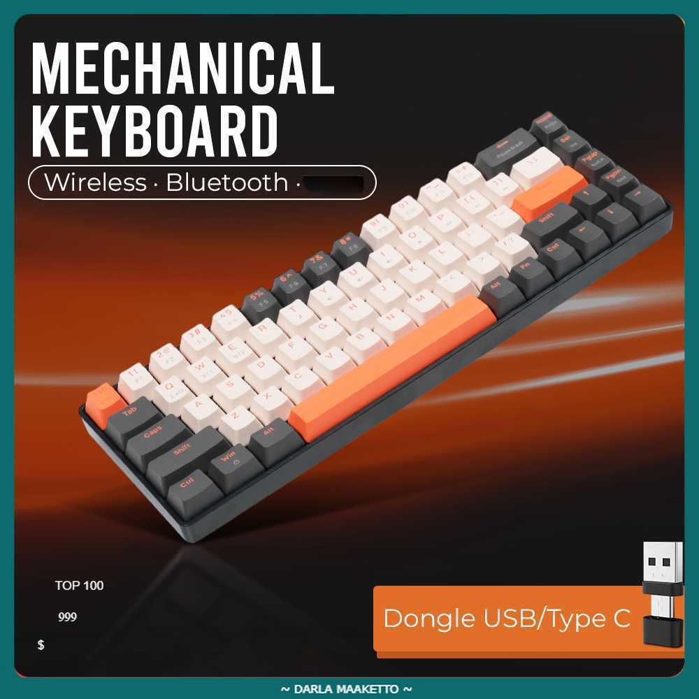 ZIYOULANG Keyboard Gaming Wireless Mechanical Red Bluetooth 2.4GHz - K68