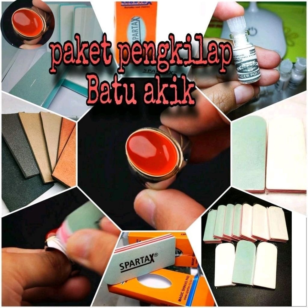 Paket Pengkilap Batu Akik Spartax dengan Spon Kulit Kain dan Serbuk Intan - Barang Berkualitas denga