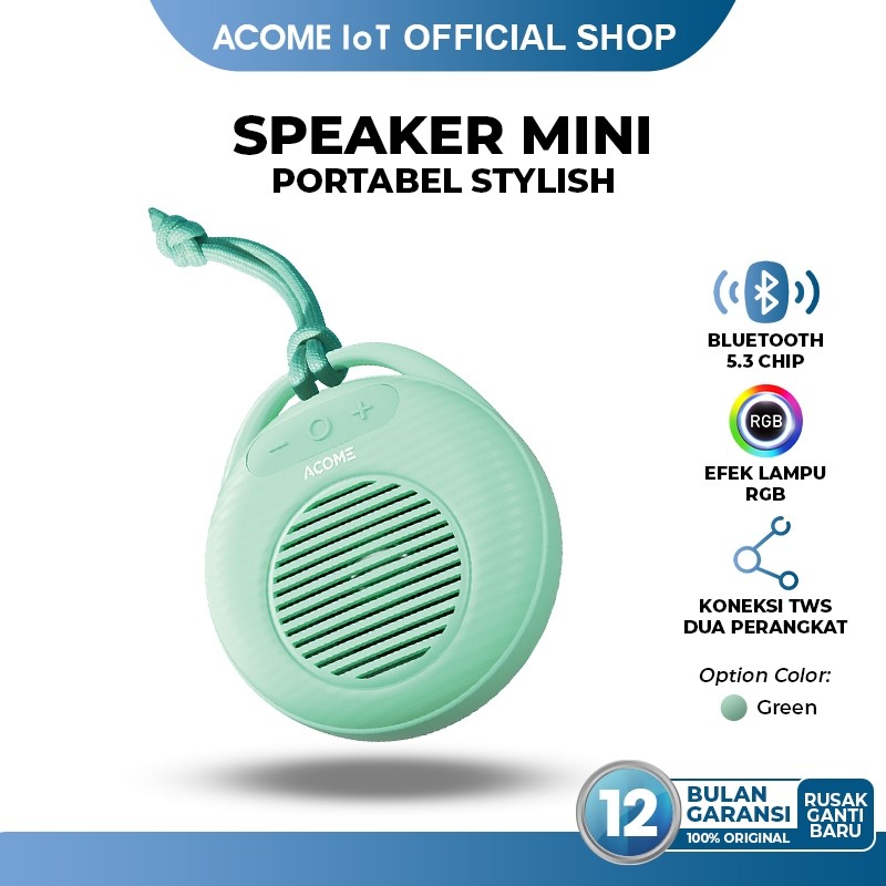 ACOME A15 SPEAKER MINI TWS BLUETOOTH 5.3 ULTRA BASS WITH RGB PORTABLE