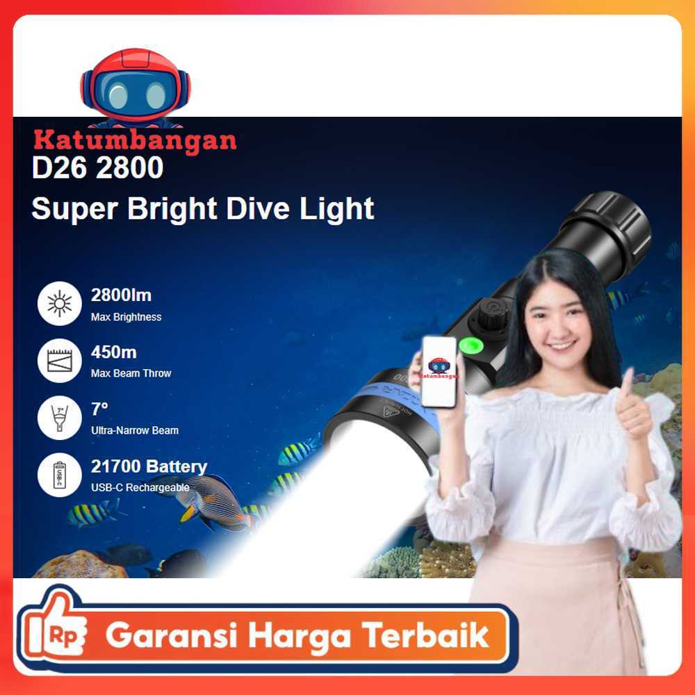 XTAR Senter Selam Diving Flashlight LED High Beam IPX8 2800 Lumens - D26 2800