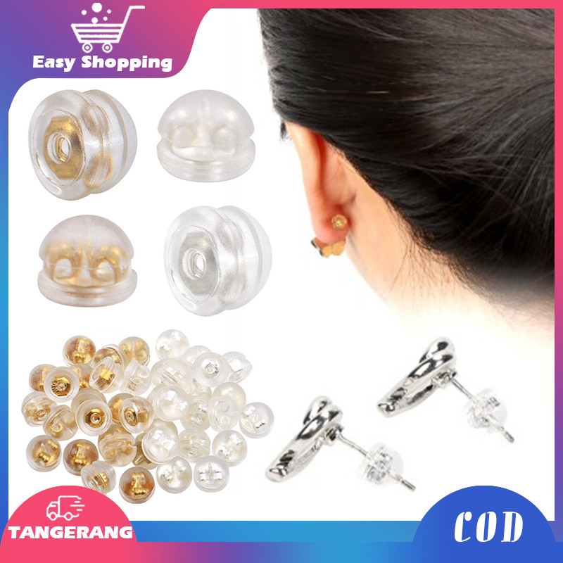 100PCS Stopper Penutup Pantat Anting Tusuk Bantalan Silikon Stopper Earring