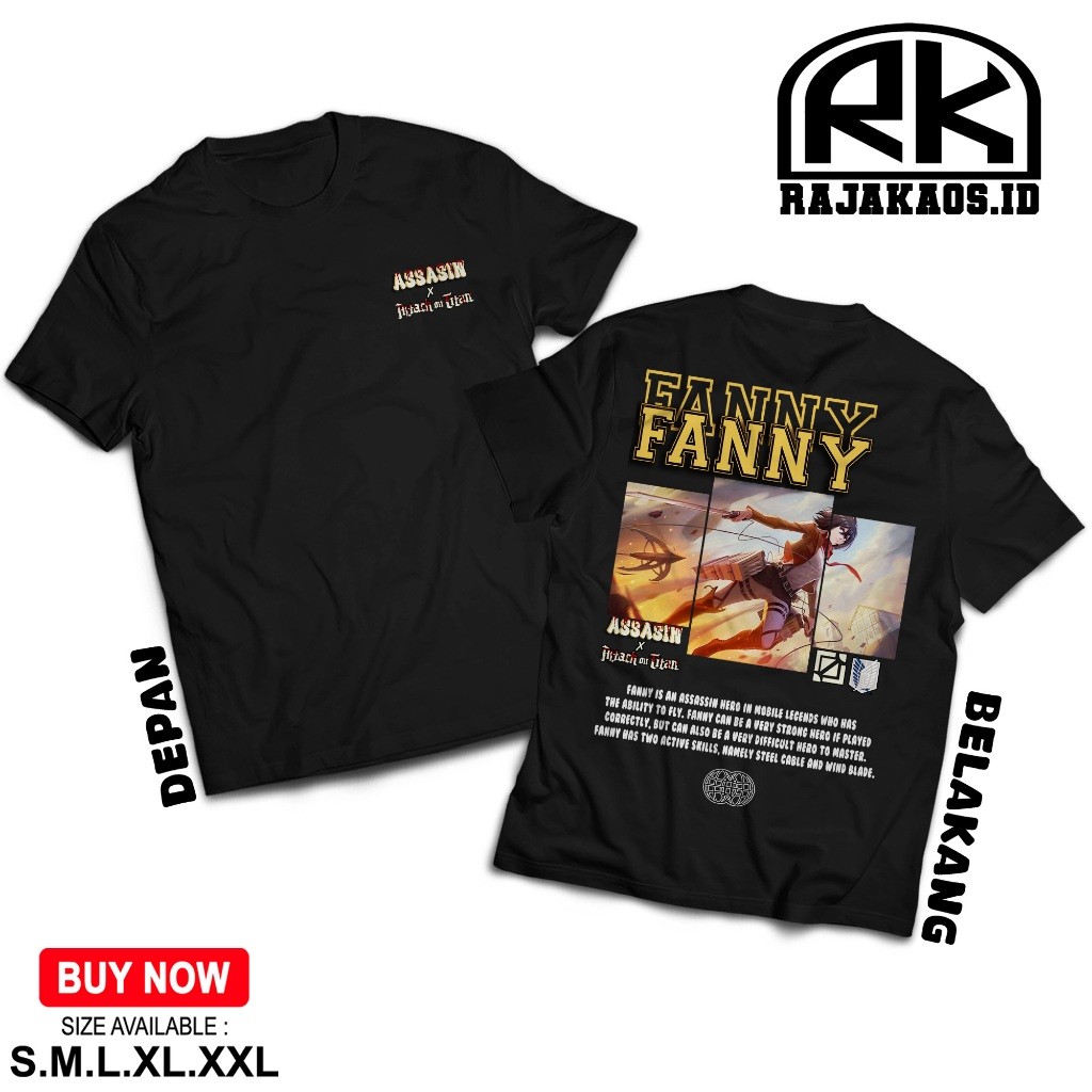 RAJA KAOS MOBILE LEGEND FANNY AOT - KAOS FANNY ASSASIN - KAOS ML VIRAL - T-SHIRT PRIA - ATASAN PRIA