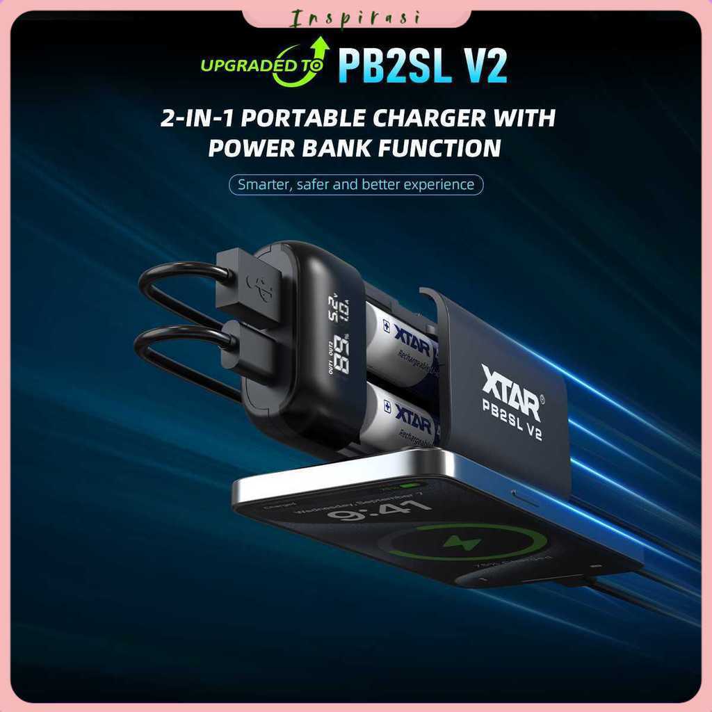 XTAR Charger Baterai 2 Slot 18650 21700 Li-Ion Power Bank LCD Display - PB2SL V2