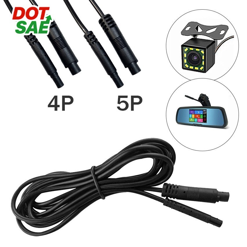 DOT SAE 4Pin 5Pin Kabel Extension Kamera Mundur Belakang Mobil Kabel Dashcam Untuk Kamera Camera Mun
