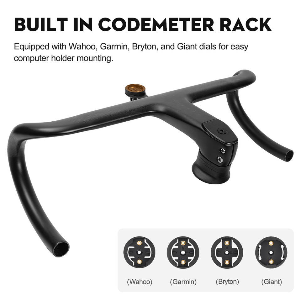 TOSEEK Carbon Handlebar Road Carbon handlebar Drop bar T800 Carbon Integrated Handlebar Di2 Bicycle 