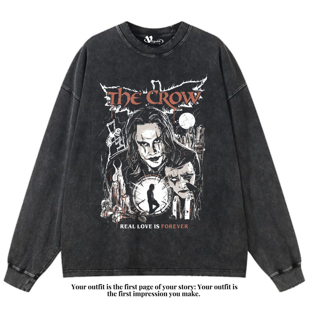 VEGA88 *the crow* Kaos oversize longsleeve | t-shirt oversized | kaos washed | washing | vintage tee