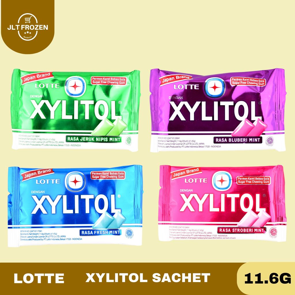 Lotte Xylitol Sachet 11.6g / Fresh Mint / Jeruk Nipis Mint / Bluberi Mint / Stroberi Mint / Permen M