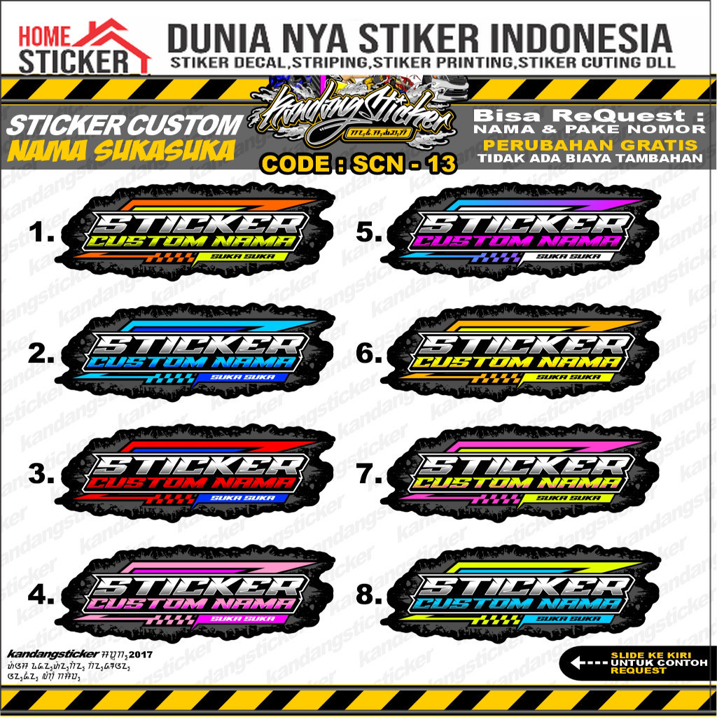 Stiker Custom Nama SCN-13 StickerCustom Racing Sunmori Sticker motor Stikercustom Stiker Custom Satu