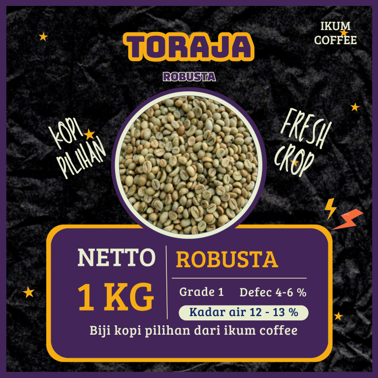 Green Bean / biji kopi Robusta Toraja - washed proses