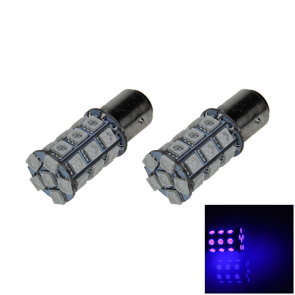2x Blue AUTO 1157 Brake Lamp Turn Signal Light 27 Emitters 5050 SMD LED 1016 1034 E007-B