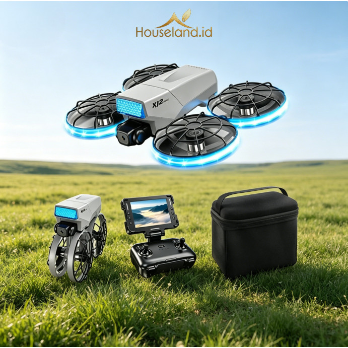 Houseland ID Xj2 Mini Drone 8K Double Kamera Layar Rc Foldable Brushless Kamera Udara Pesawat tak be