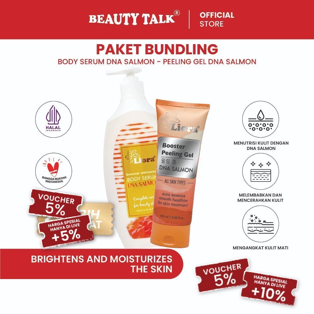 LIORA PAKET BUNDLE Body Serum + Peeling Gel DNA Salmon