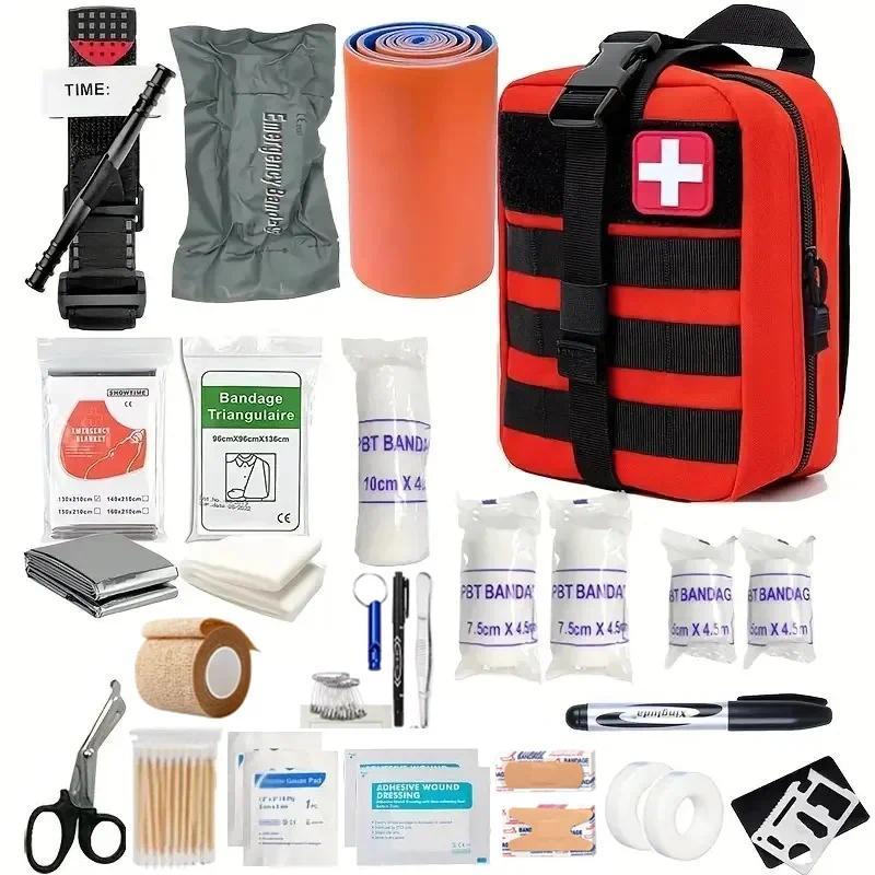 252pcs IFAK Trauma Survival First Aid Kit, Camping Gear Supplies Emergency Survival Kit, Hiking Kit