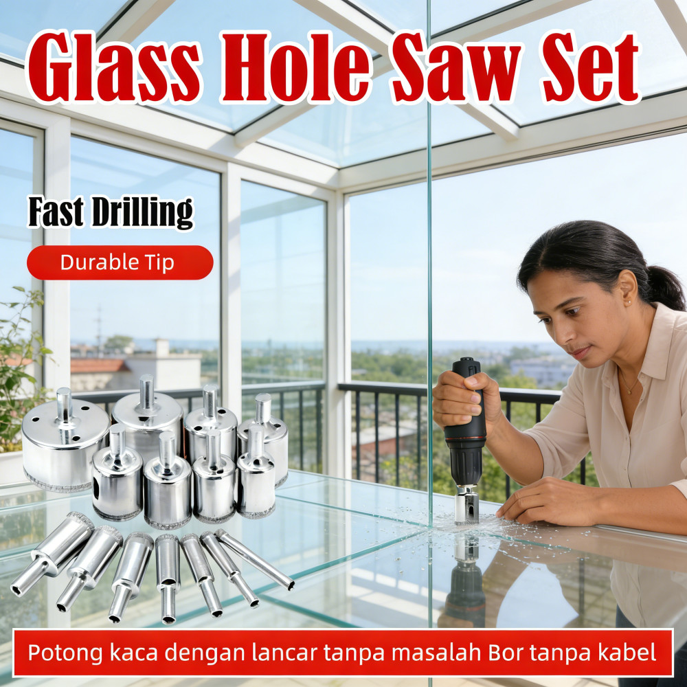 gergaji kaca bor Set gergaji kaca Set mata buah Set lubang bor Set mata
