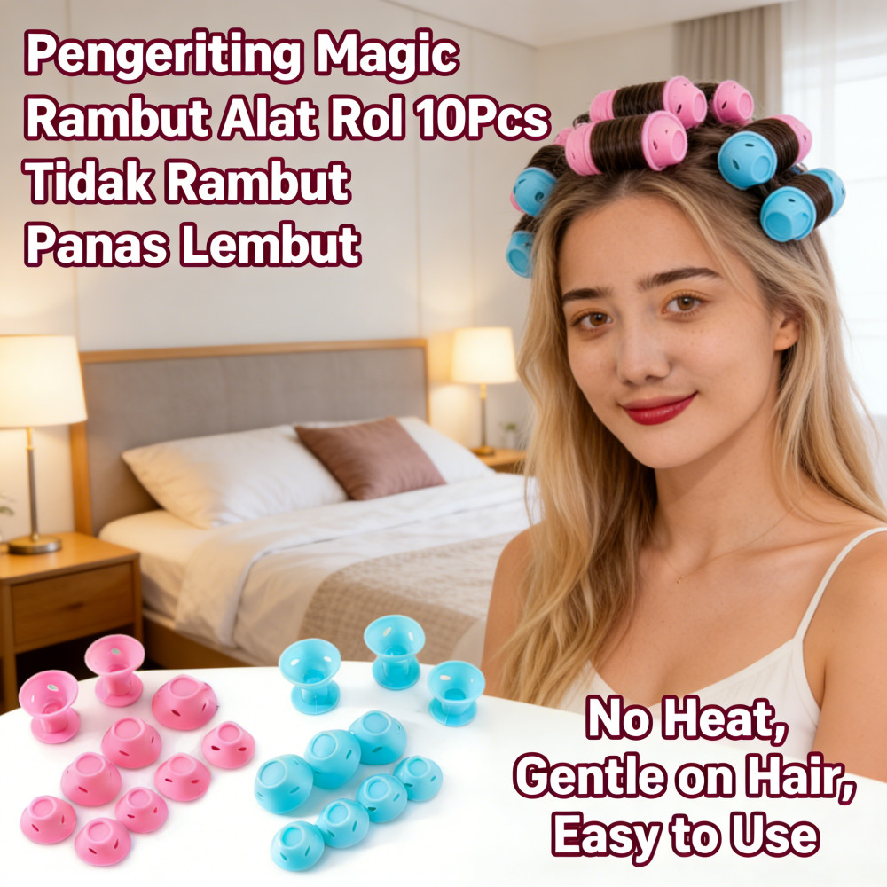 Pengeriting Magic Rambut Alat Tidak Panas 10Pcs Rambut Rambut Lembut Rol