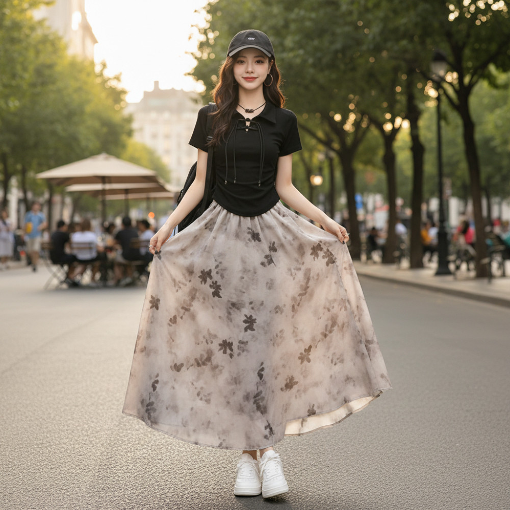 Dress Korea Look Unik & anggun  Atasan Slim Fit  Rok Flowy Motif Dress qipao Dress imlek - dress kor