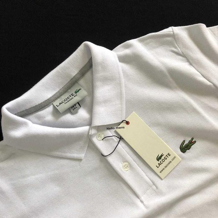 UNIQO STORE / Kaos Polo Shirt Pria Kerah V-neck / Baju Kaos Kerah Pria Dewasa - merah, M - Putih, M